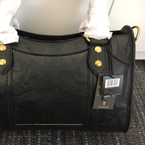 Frye Handbags - NWT FRYE LEATHER MELISSA SATCHEL - BLACK
